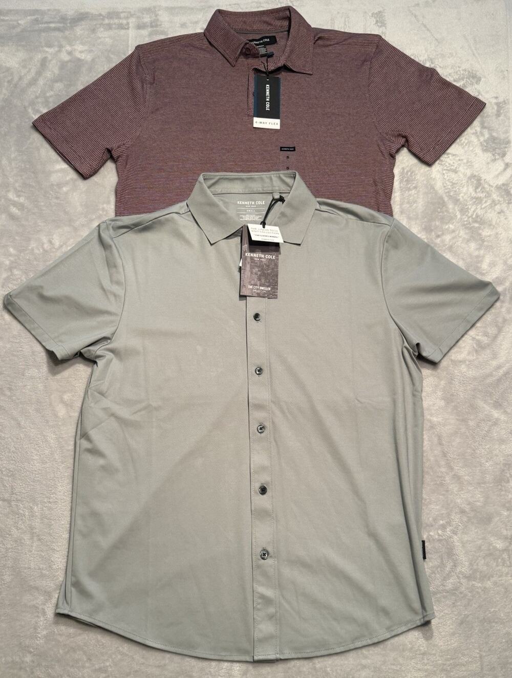 Small New Kenneth Cole Golf Polo Shirt Lot Stretch Performance Button Tech NWT